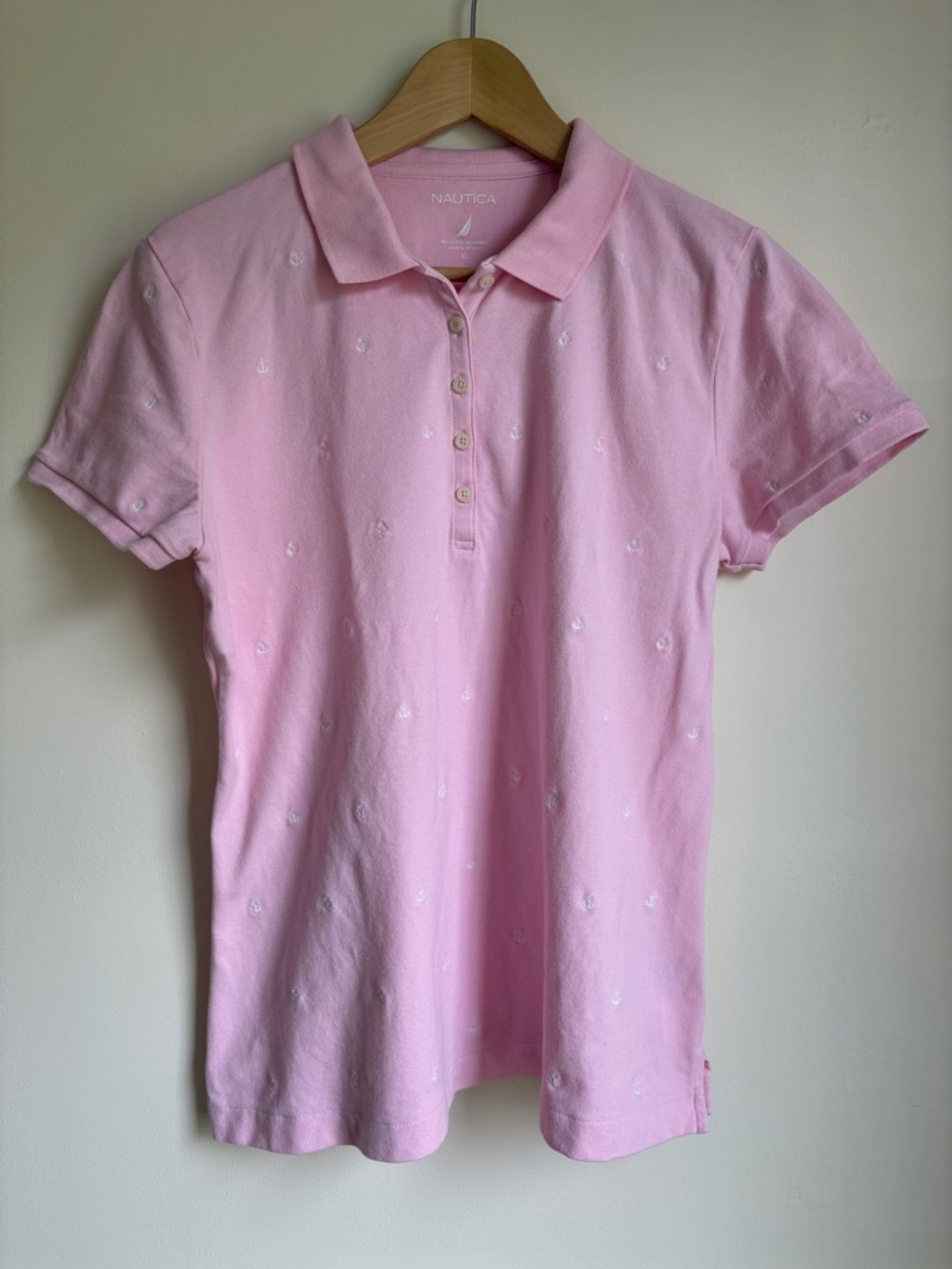 Nautica XL Light Pink Polo with Embroidered Anchors